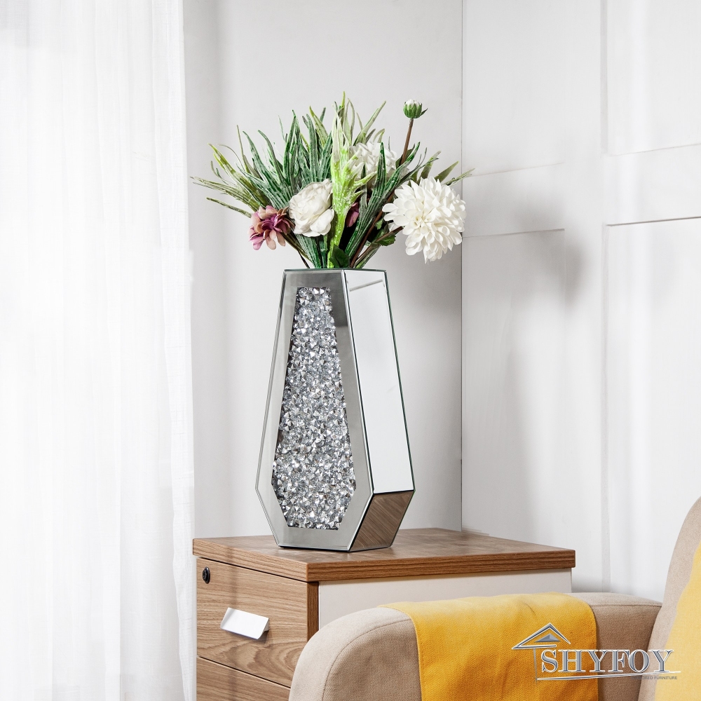 SHYFOY Silver 14.96'' Indoor / Outdoor Glass Table Vase / SF-MP044