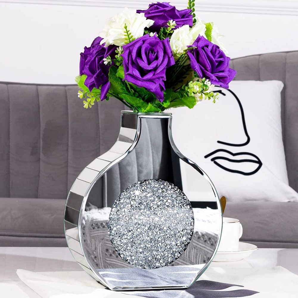 SHYFOY Silver Mirror Crystal Glass Decorative Vase Luxury Home Decoration