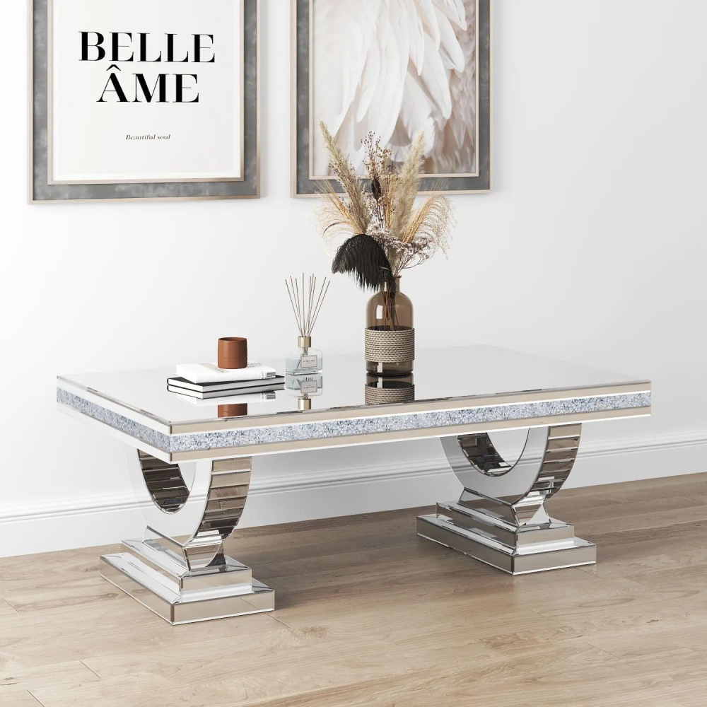 Long Coffee Table  with Stable And Chic U-shape Leg for Living Room