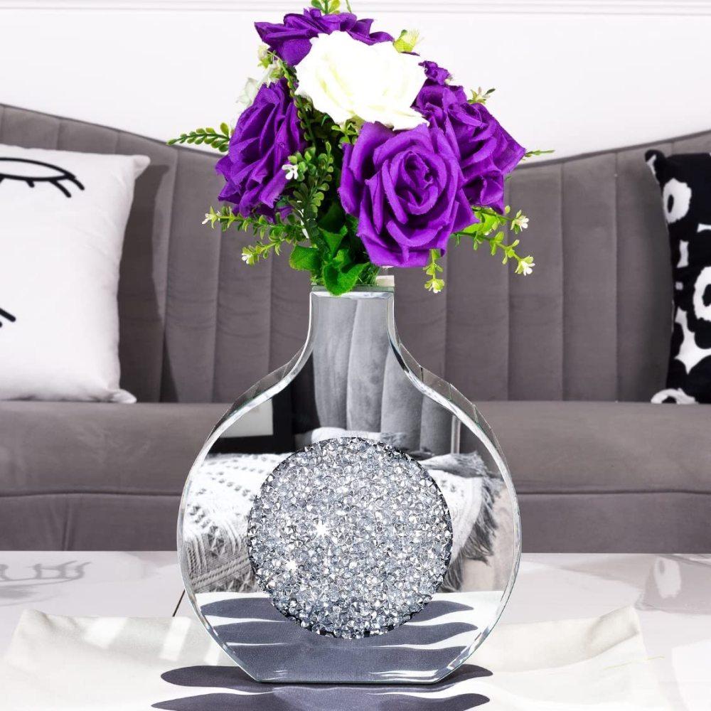 SHYFOY Silver Mirror Crystal Glass Decorative Vase Luxury Home Decoration