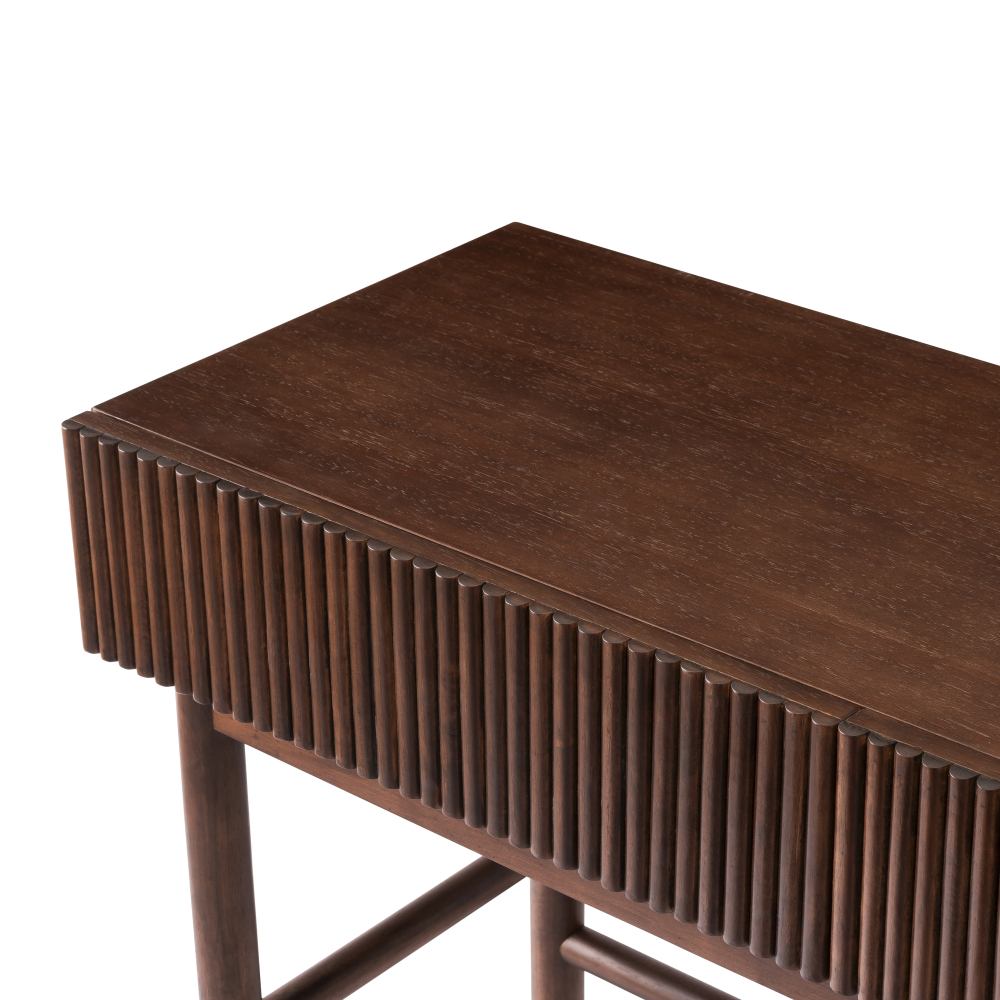 Brown Solid Wood Console Table with 2-Drawer