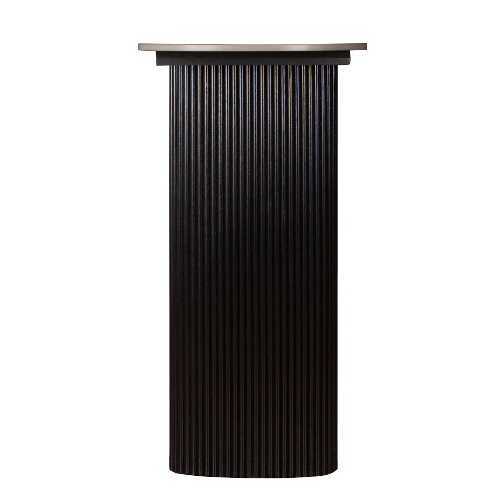 Black Marbled Wood Console Table Entryway Table with Fluted Base