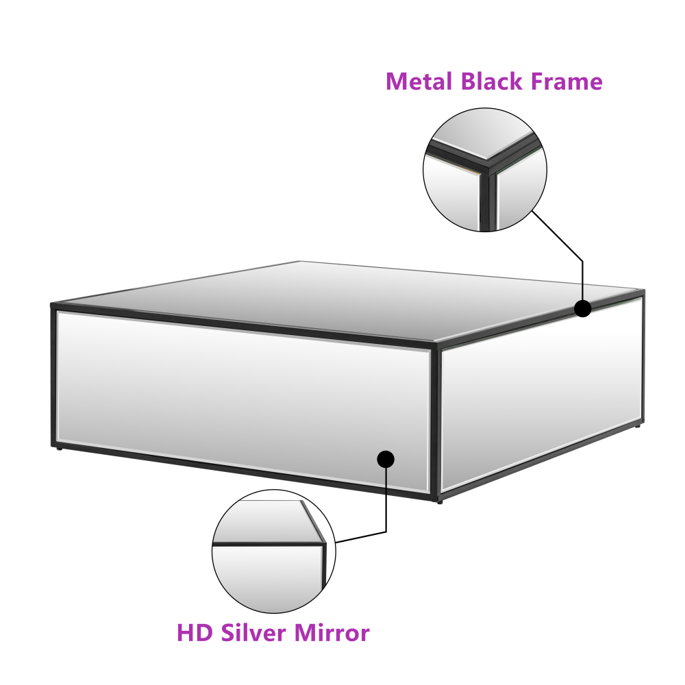 Modern Rectangular Mirrored Coffee Table