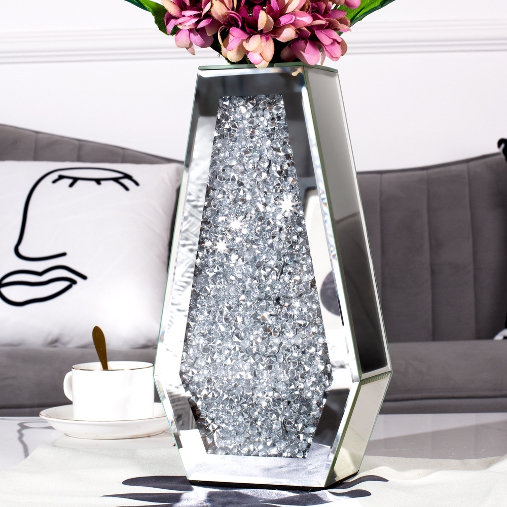 Flower Vase Crushed Diamond Vases for Decor Silver Mirror Vases for Centerpieces
