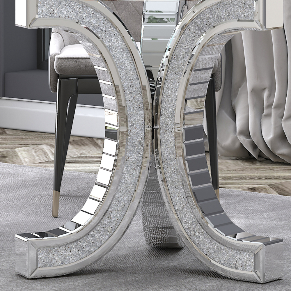 SHYFOY 52'' Mirror Glass Pedestal Dining Table with Tempered Glass Tabletop