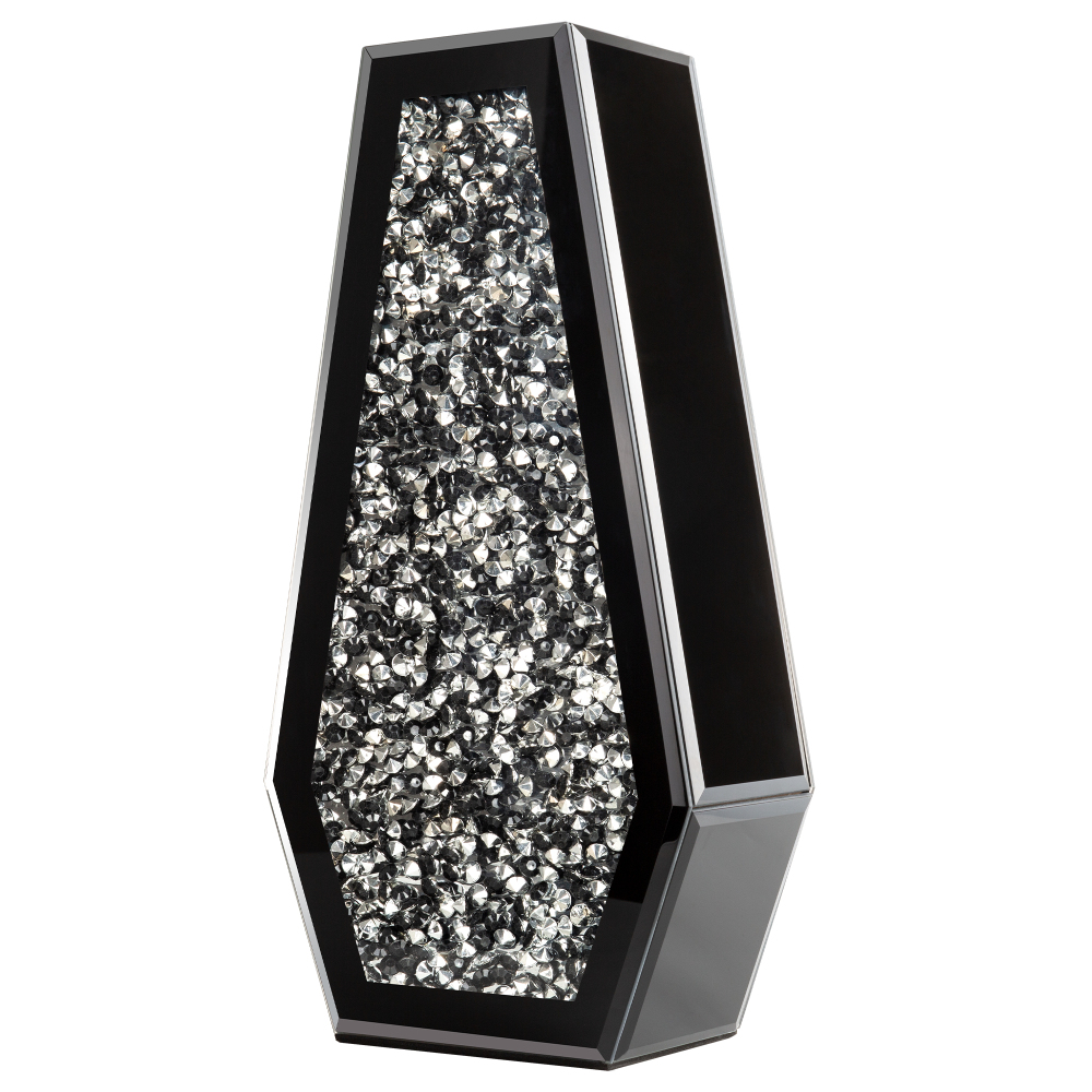 Crushed Diamond Vase Large Mirrored Flower Vases Home Decor, Black Crystal Glass Vases for Centerpieces Dried and Artificial Flowers, Can’t Hold Water
