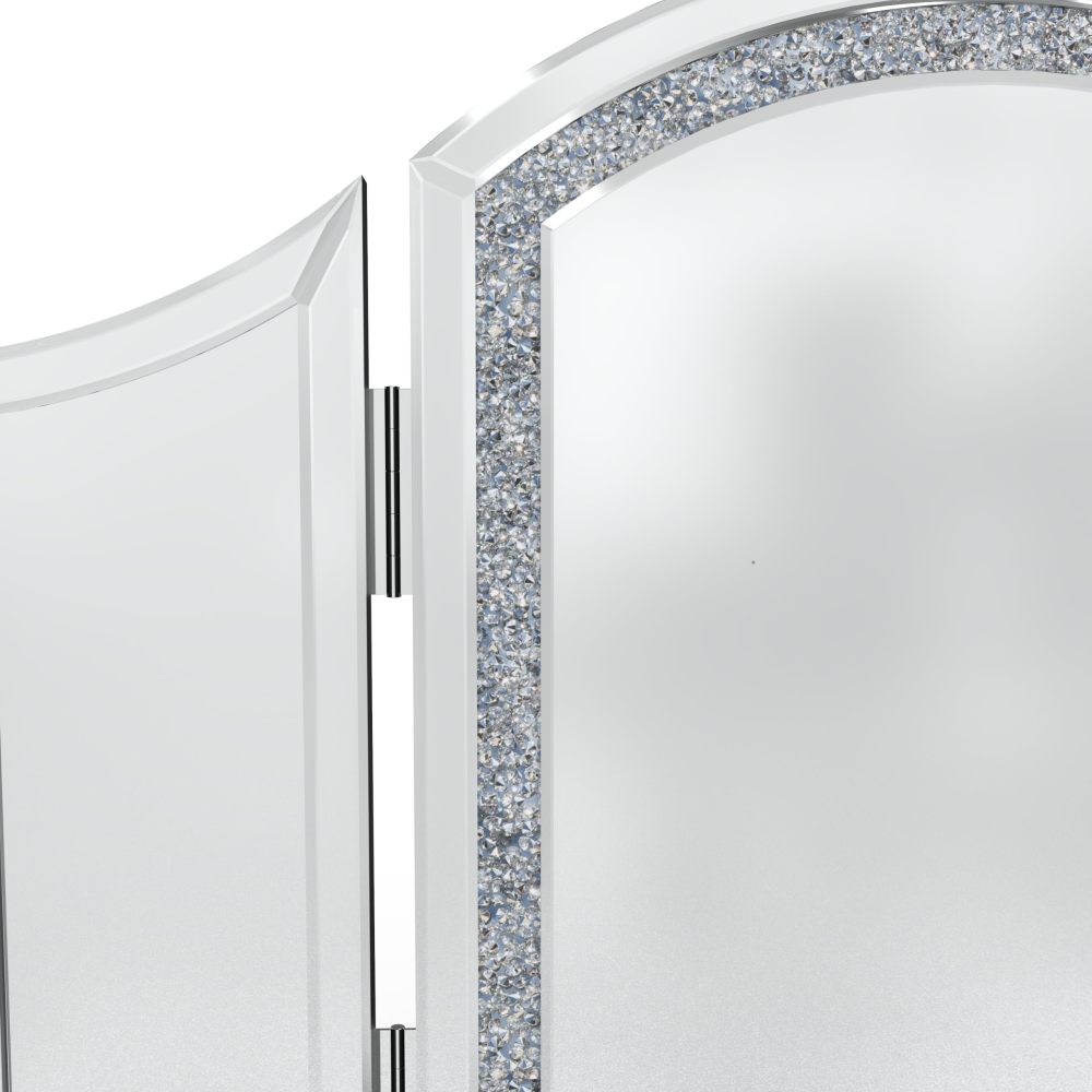 SHYFOY Trifold Mirror Vanity-Crushed Diamond 3 Way Mirror Bedrooms, Bathroom, Table top Mirror /SF-WM175