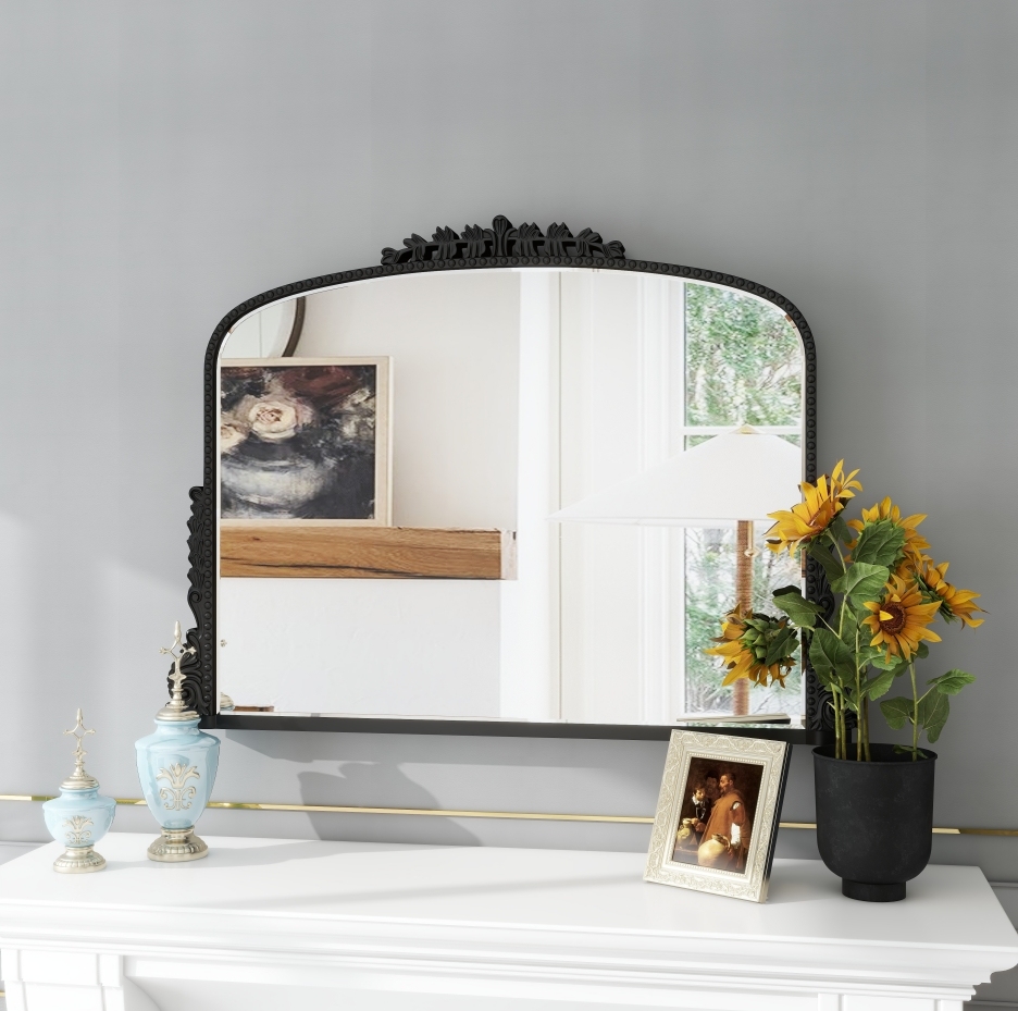 SHYFOY 36" X 23" Antique Mirrors for Wall Decor Baroque Scalloped Top, Vintage Wall Mirror Gold Decorative Mirrors for Living Room /SF-WM118