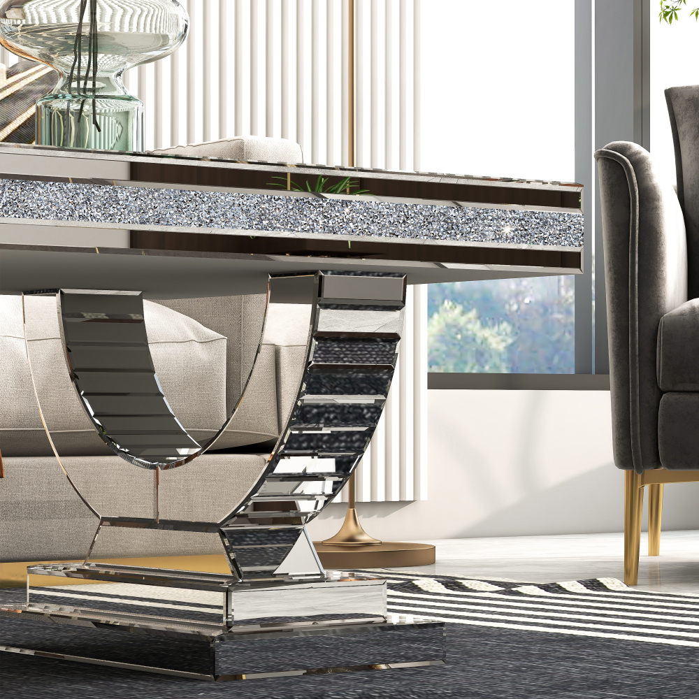 Long Coffee Table  with Stable And Chic U-shape Leg for Living Room
