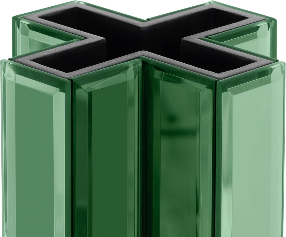 Green Glass Flower Vases for Home Decor, Living Room Table Kitchen Fireplace Decor