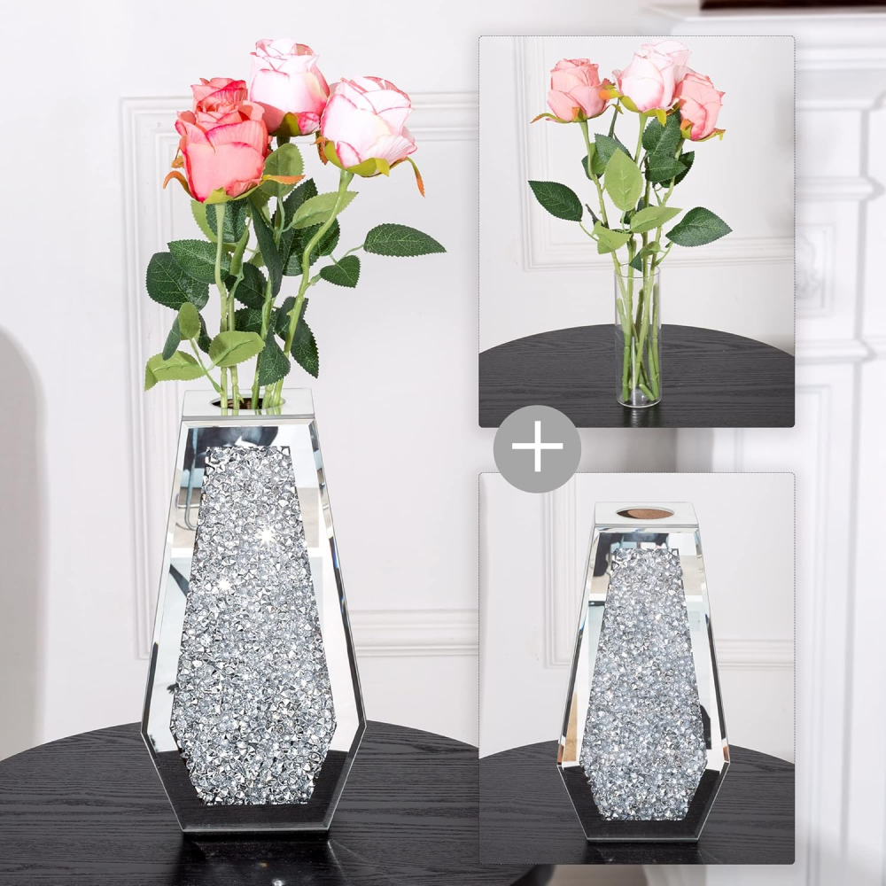 SHYFOY Silver 12'' Indoor / Outdoor Glass Table Vase / SF-MP125