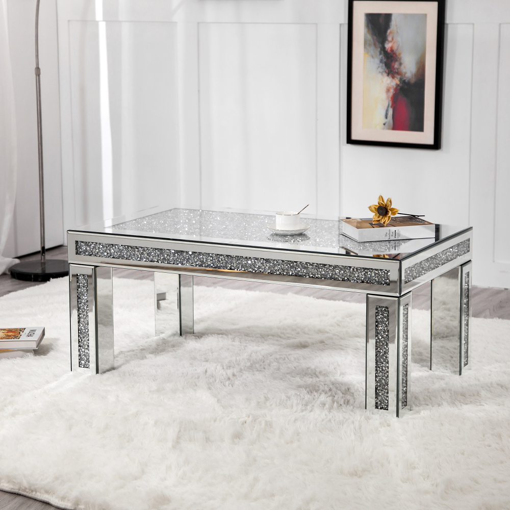 SHYFOY Mirrored Crushed Diamond Coffee Table