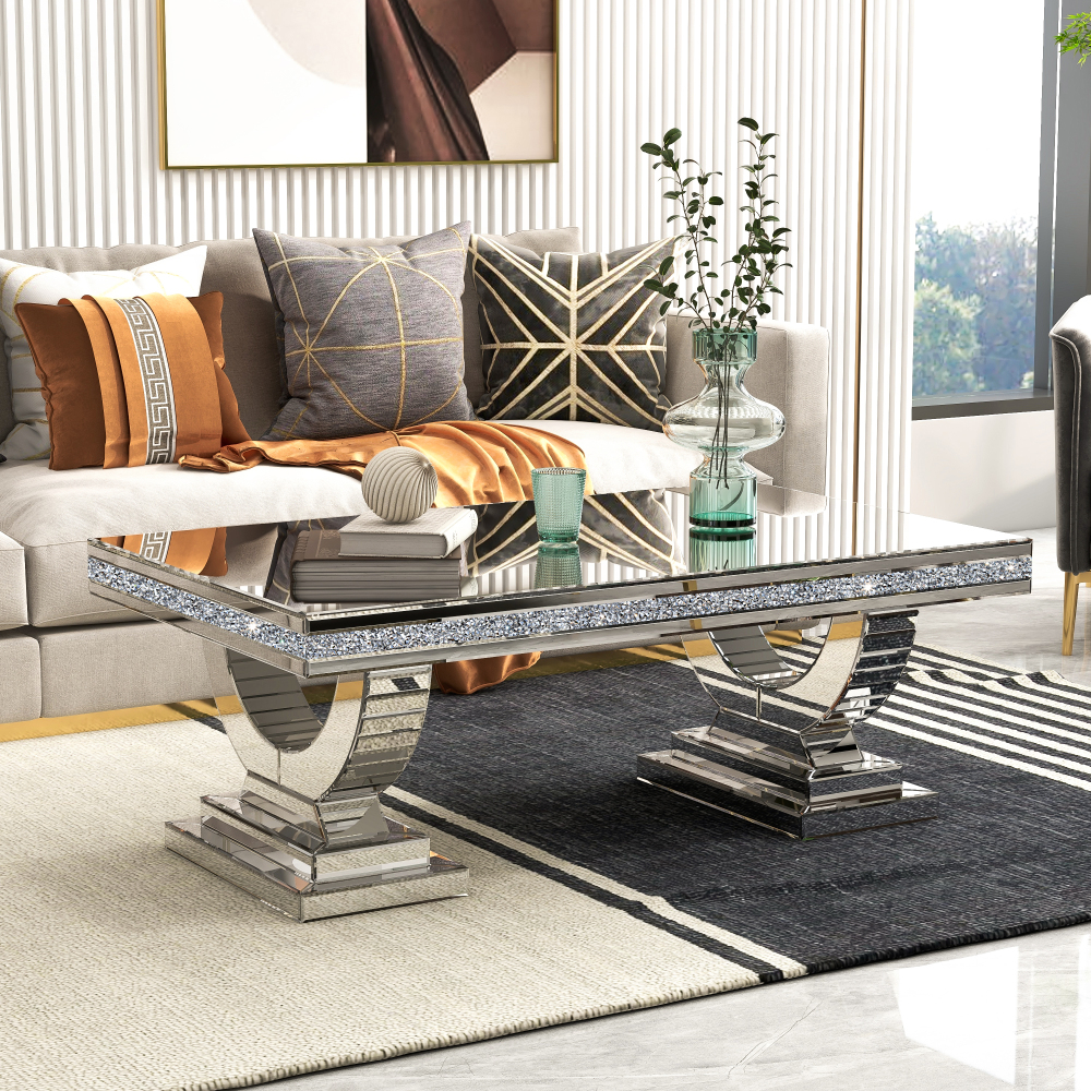 Long Coffee Table  with Stable And Chic U-shape Leg for Living Room