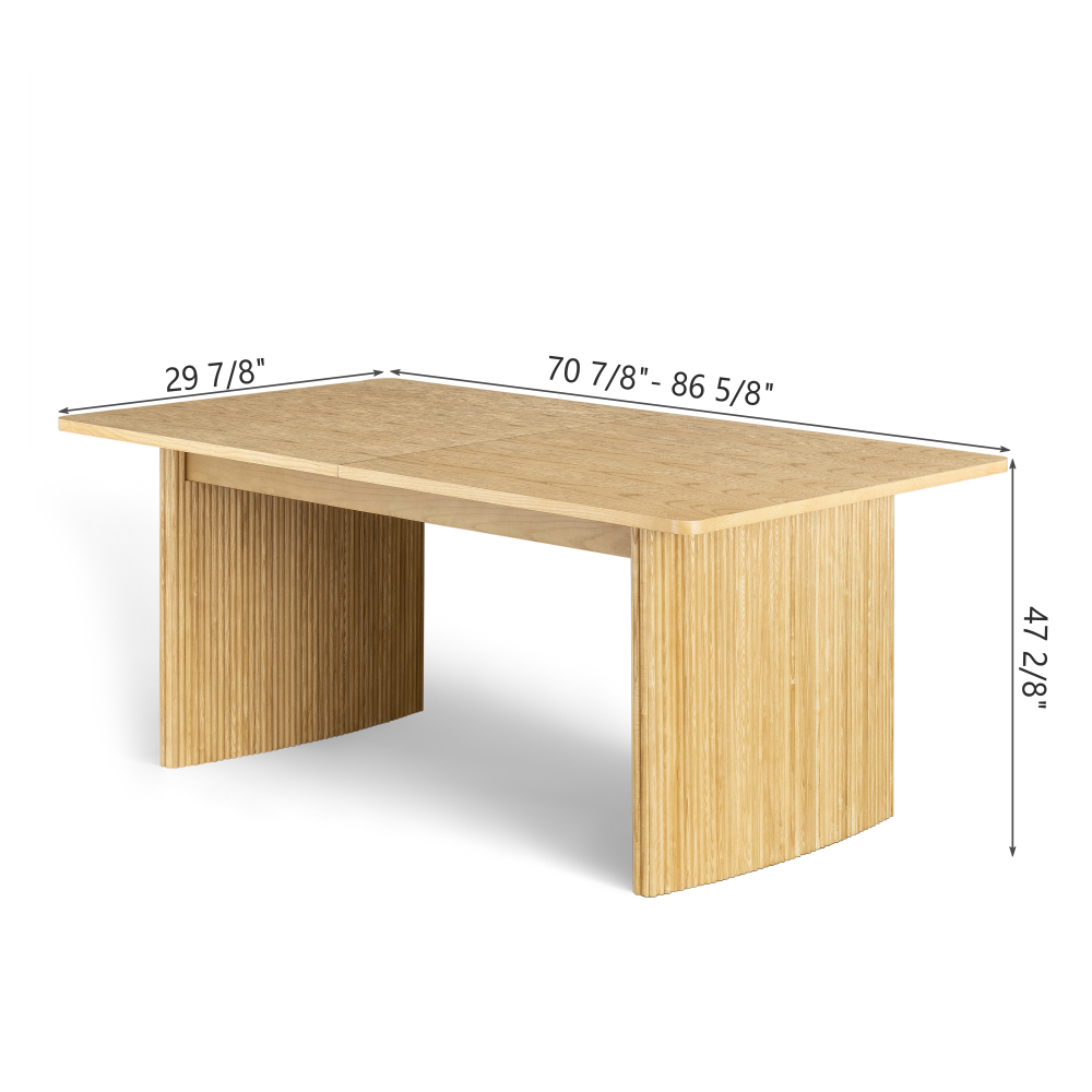 Beige  Modern Rectangular Extendable Dining Table