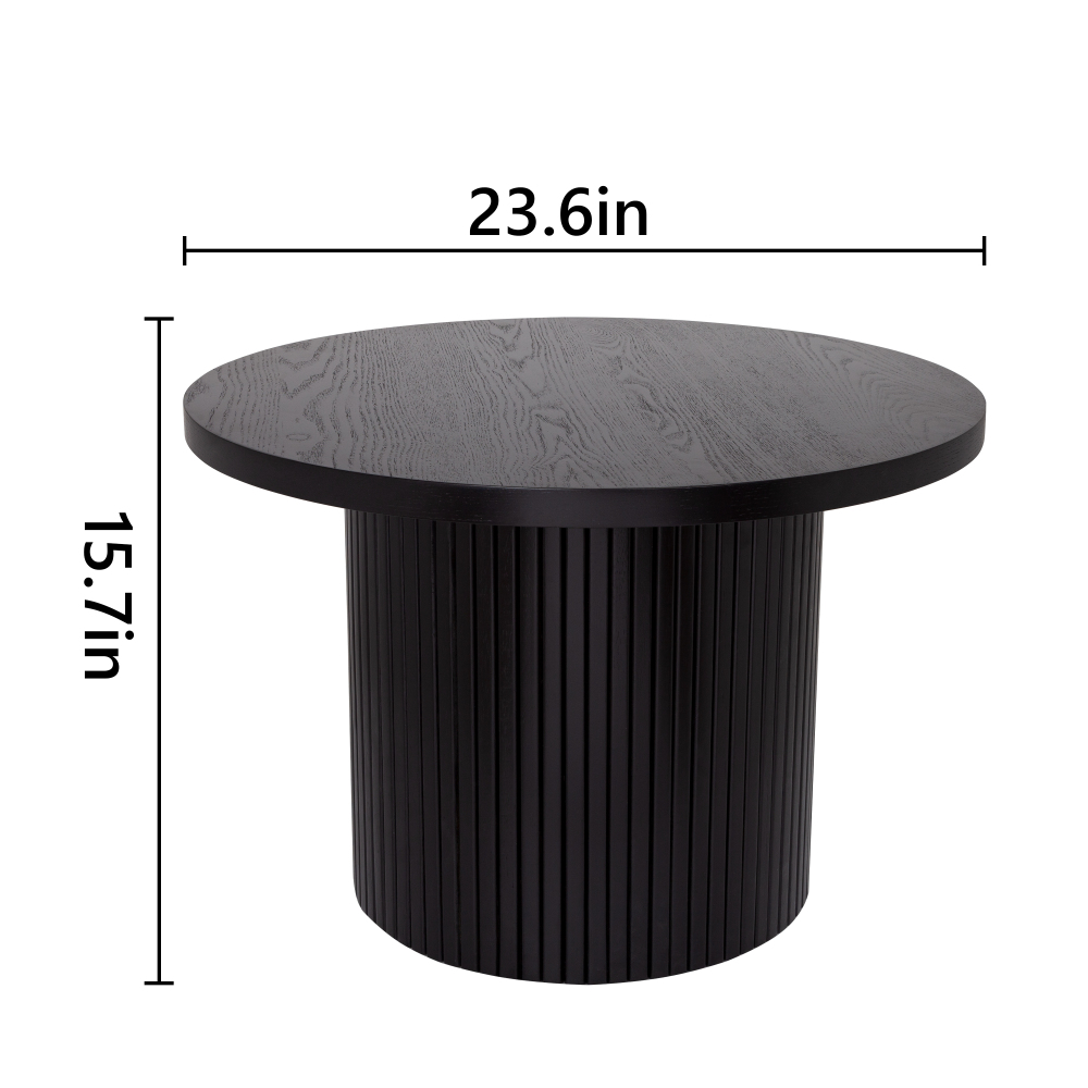 Pedestal Wood Round Coffee Table with Solid Wood Circle Pedestal Table - 23.6" x 15.7"