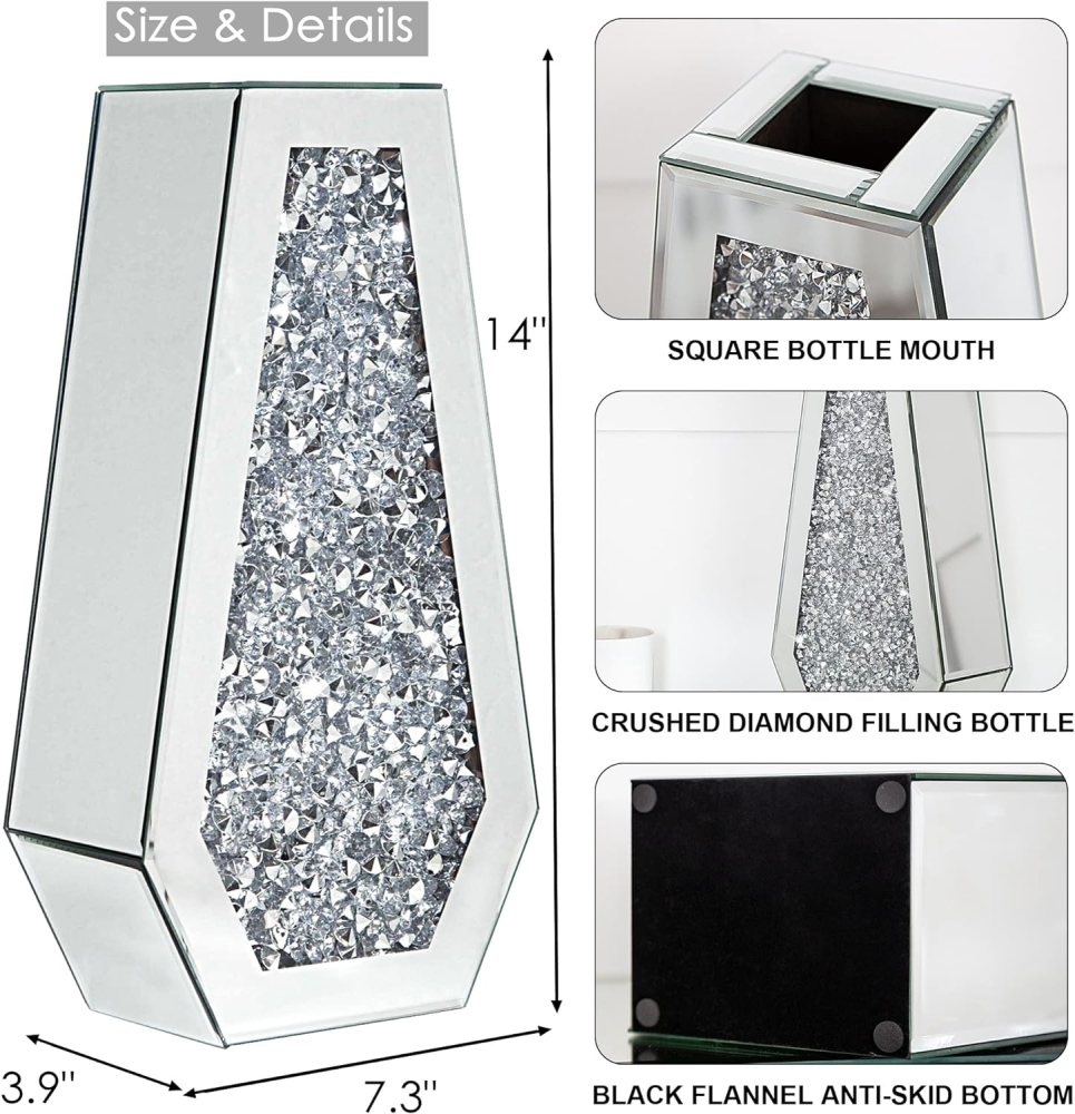 SHYFOY Silver 14.96'' Indoor / Outdoor Glass Table Vase / SF-MP044