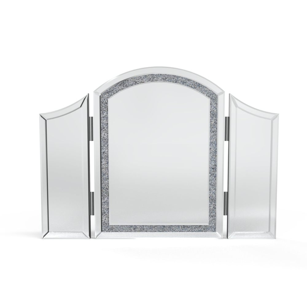 SHYFOY Trifold Mirror Vanity-Crushed Diamond 3 Way Mirror Bedrooms, Bathroom, Table top Mirror /SF-WM175