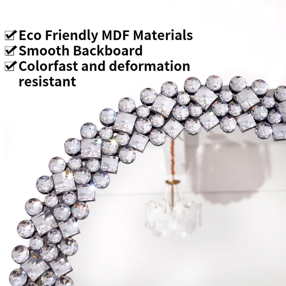 SHYFOY Crystal Accent Round Wall Mirror / SF-WM001