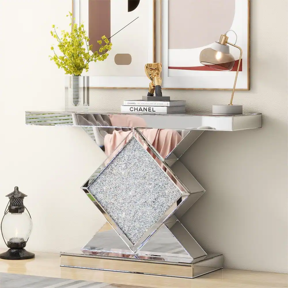 SHYFOY Crushed Diamond Mirrored Console Table / SF-CT012