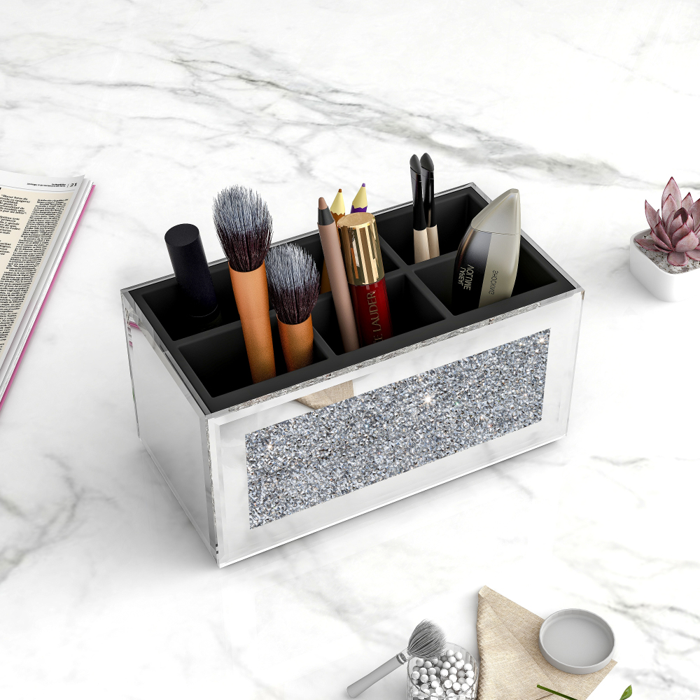 SHYFOY Crushed Diamond Three Compartments Deluxe Cosmetic Makeup Beauty Organizer / SF-MP043