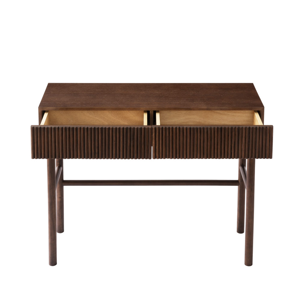 Brown Solid Wood Console Table with 2-Drawer