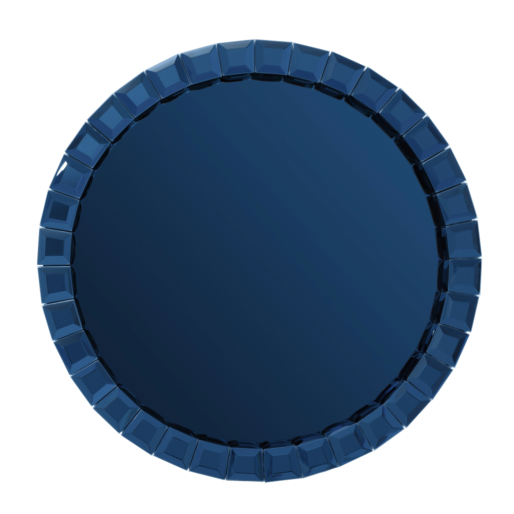 Blue Mirrored End Table, 23" H Round Glass Side Table with Three Legs, Modern Accent Table for Living Room