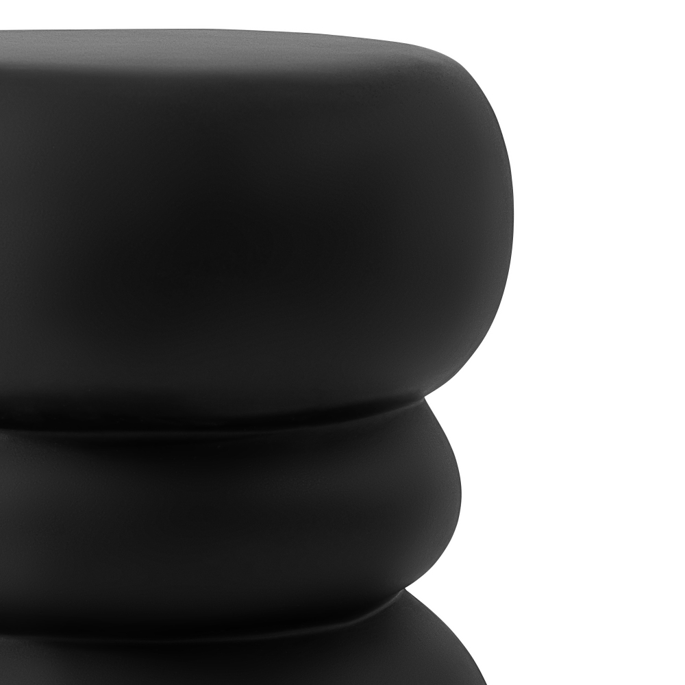 Black Round Stone Side Table End Table