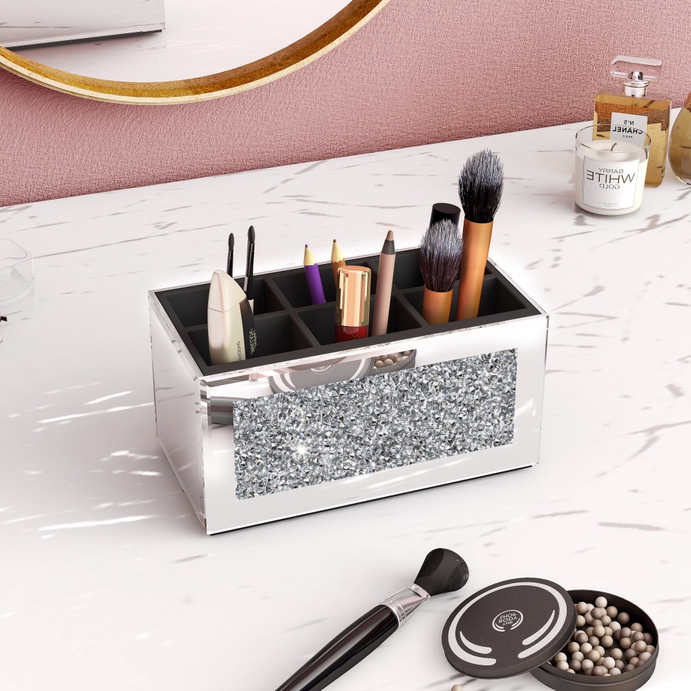 SHYFOY Crushed Diamond Three Compartments Deluxe Cosmetic Makeup Beauty Organizer / SF-MP043