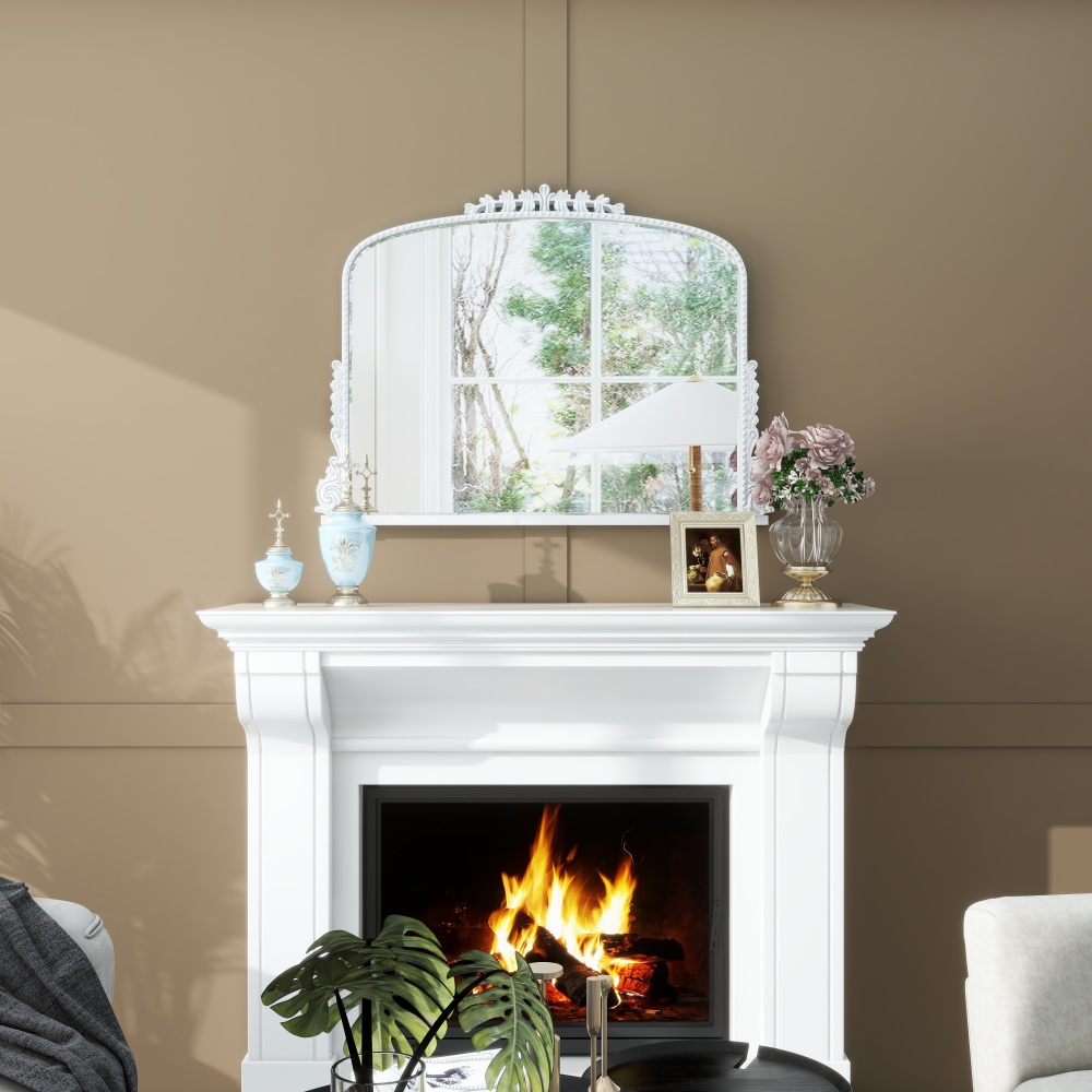 SHYFOY 36" X 23" Antique Mirrors for Wall Decor Baroque Scalloped Top, Vintage Wall Mirror Gold Decorative Mirrors for Living Room /SF-WM118