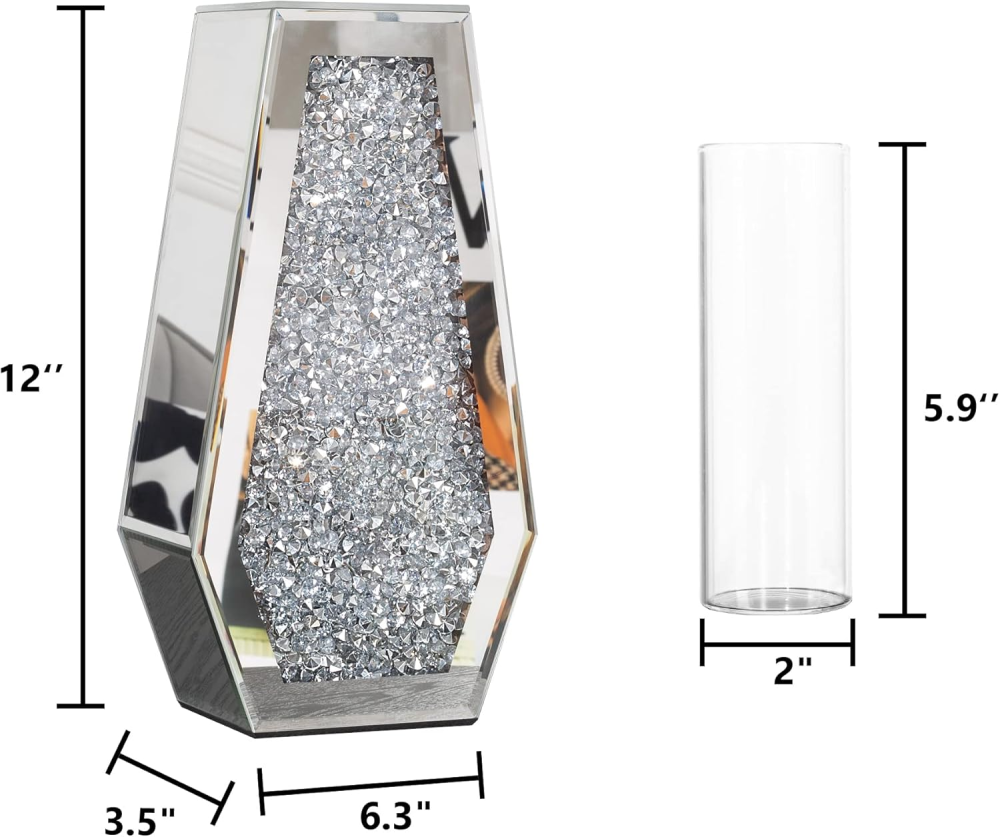 SHYFOY Silver 12'' Indoor / Outdoor Glass Table Vase / SF-MP125