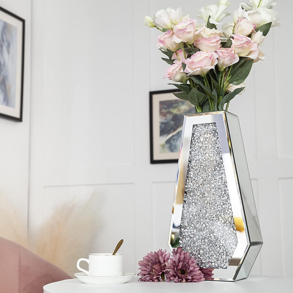 SHYFOY Silver 14.96'' Indoor / Outdoor Glass Table Vase / SF-MP044
