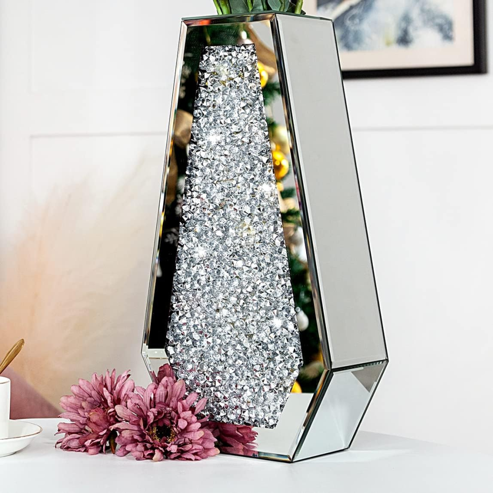 SHYFOY Silver 14.96'' Indoor / Outdoor Glass Table Vase / SF-MP044