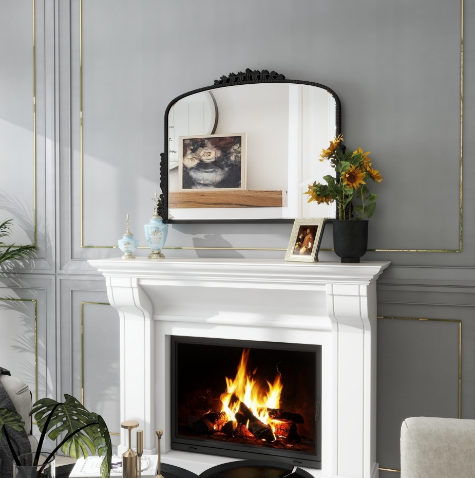 SHYFOY 36" X 23" Antique Mirrors for Wall Decor Baroque Scalloped Top, Vintage Wall Mirror Gold Decorative Mirrors for Living Room /SF-WM118