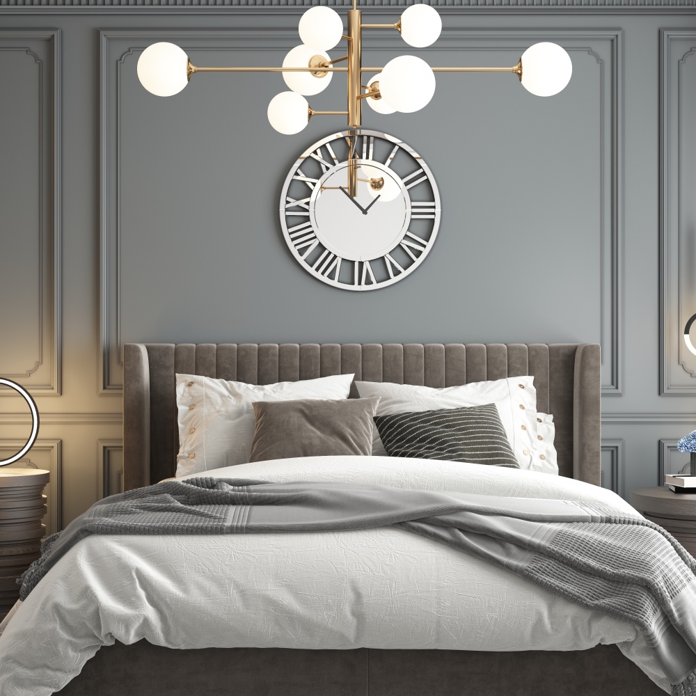 SHYFOY Large Silver Mirrored Wall Clock, Glass Surface Round Roman Numerals Clocks, Mirror Wall Art for Home Decorative 80cm