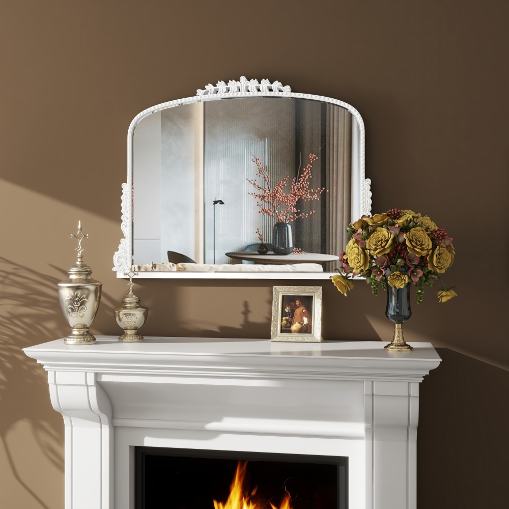 SHYFOY 36" X 23" Antique Mirrors for Wall Decor Baroque Scalloped Top, Vintage Wall Mirror Gold Decorative Mirrors for Living Room /SF-WM118