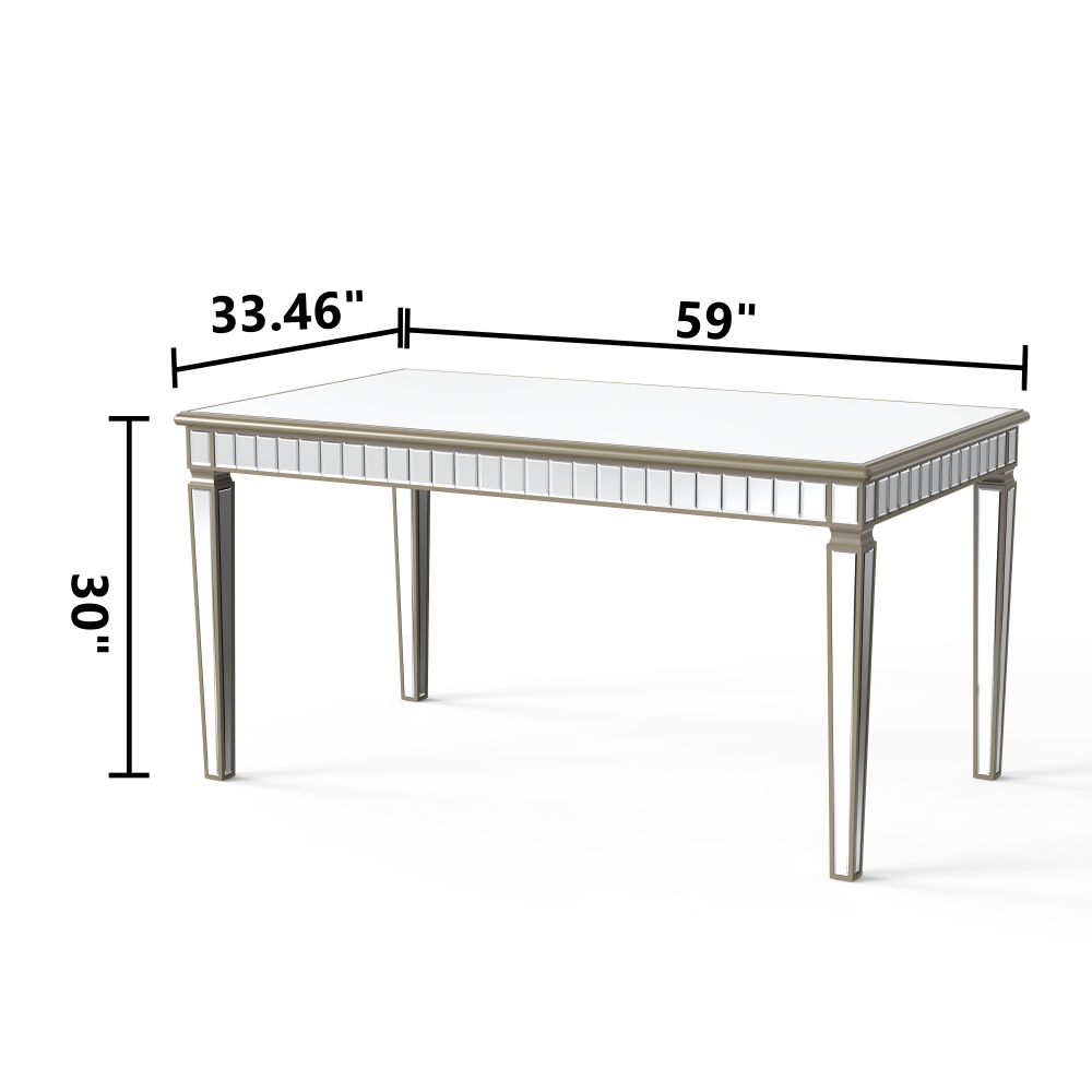 Glam Mirror Wood Rectangular Dining Table / SF-DT171