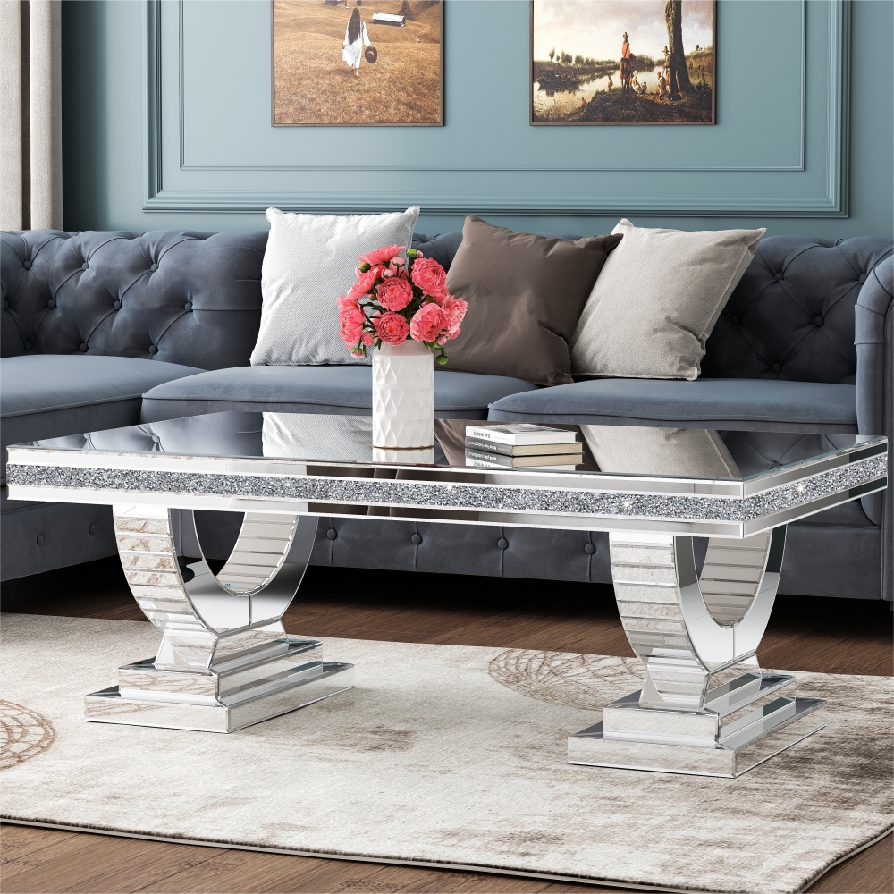 Long Coffee Table  with Stable And Chic U-shape Leg for Living Room