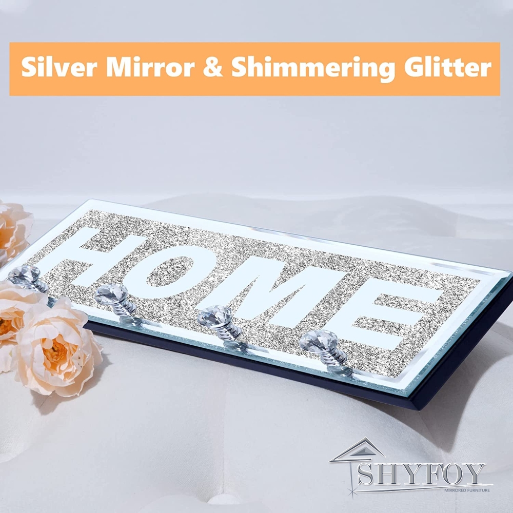 SHYFOY Glitter Mirrored Home Letter Plaque Sign for Wall Decor