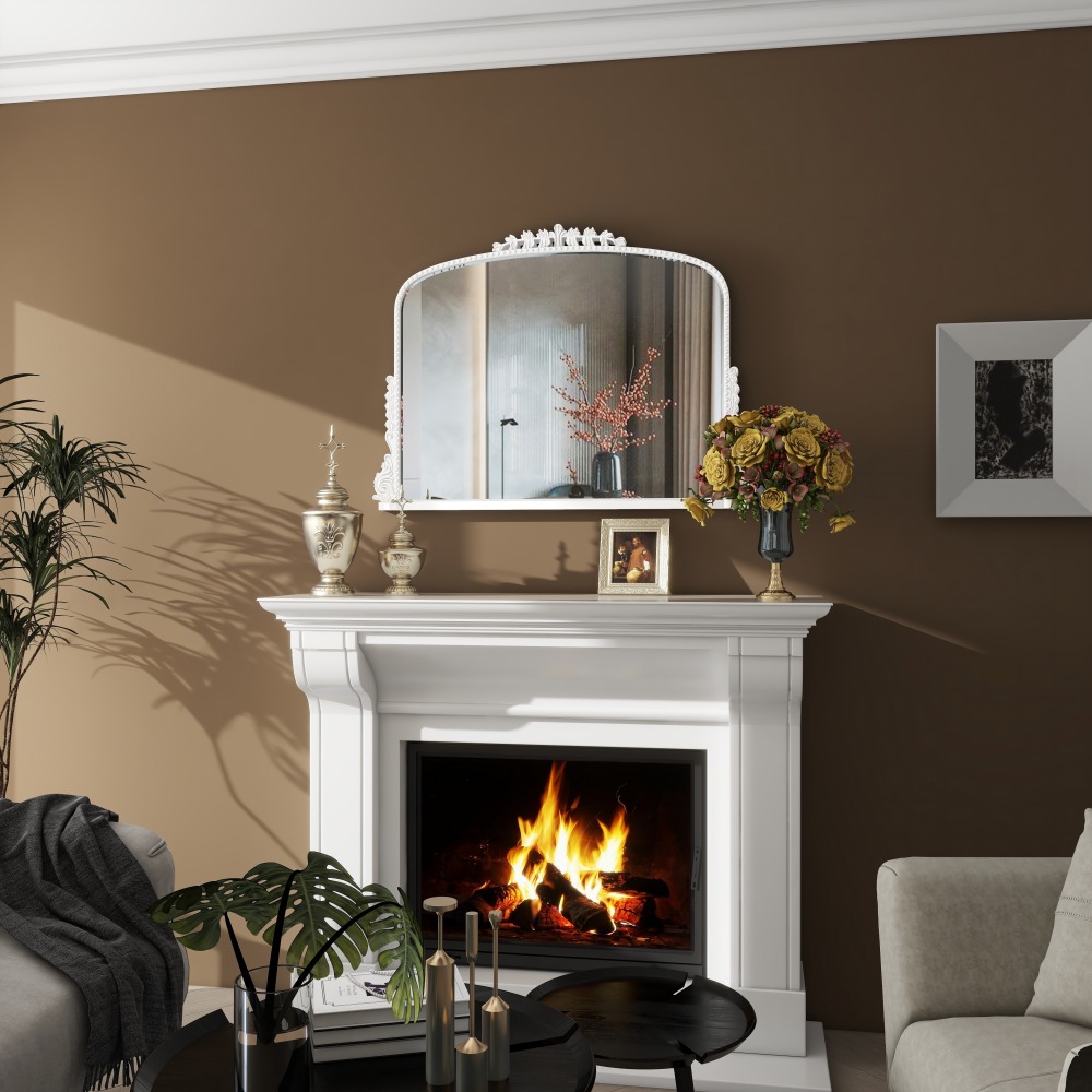 SHYFOY 36" X 23" Antique Mirrors for Wall Decor Baroque Scalloped Top, Vintage Wall Mirror Gold Decorative Mirrors for Living Room /SF-WM118