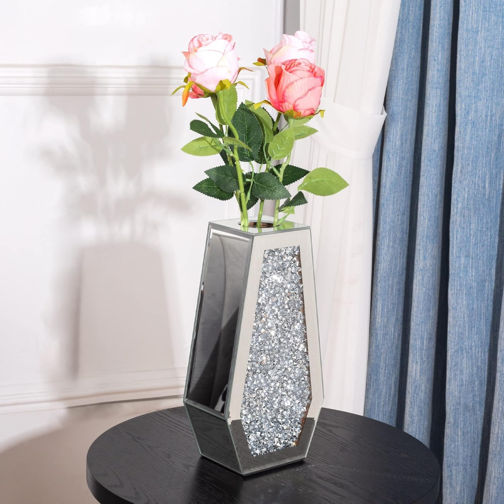 SHYFOY Silver 12'' Indoor / Outdoor Glass Table Vase / SF-MP125