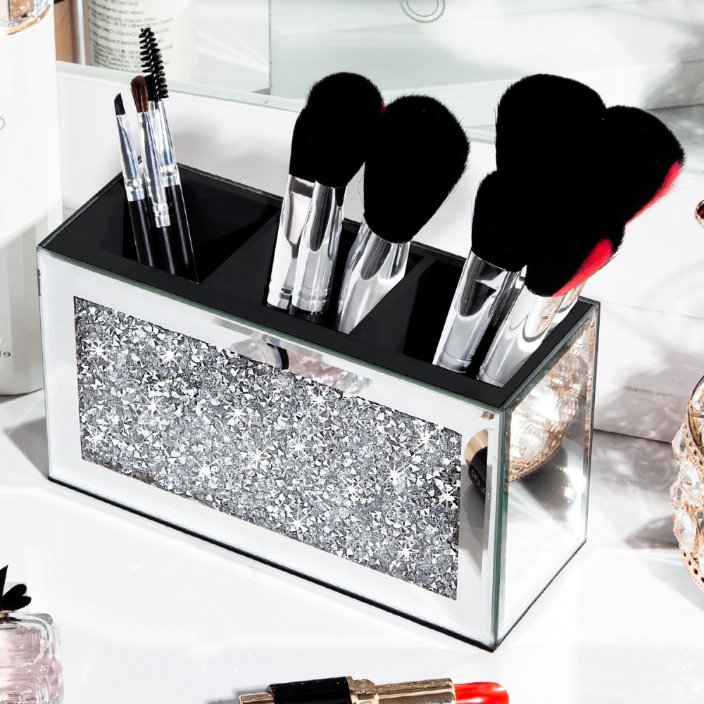 SHYFOY Crushed Diamond Three Compartments Deluxe Cosmetic Makeup Beauty Organizer / SF-MP043
