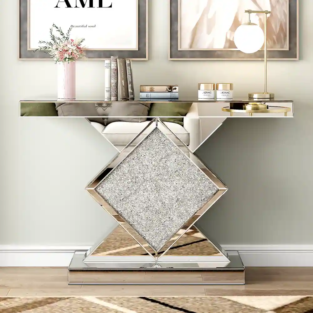 SHYFOY Crushed Diamond Mirrored Console Table / SF-CT012