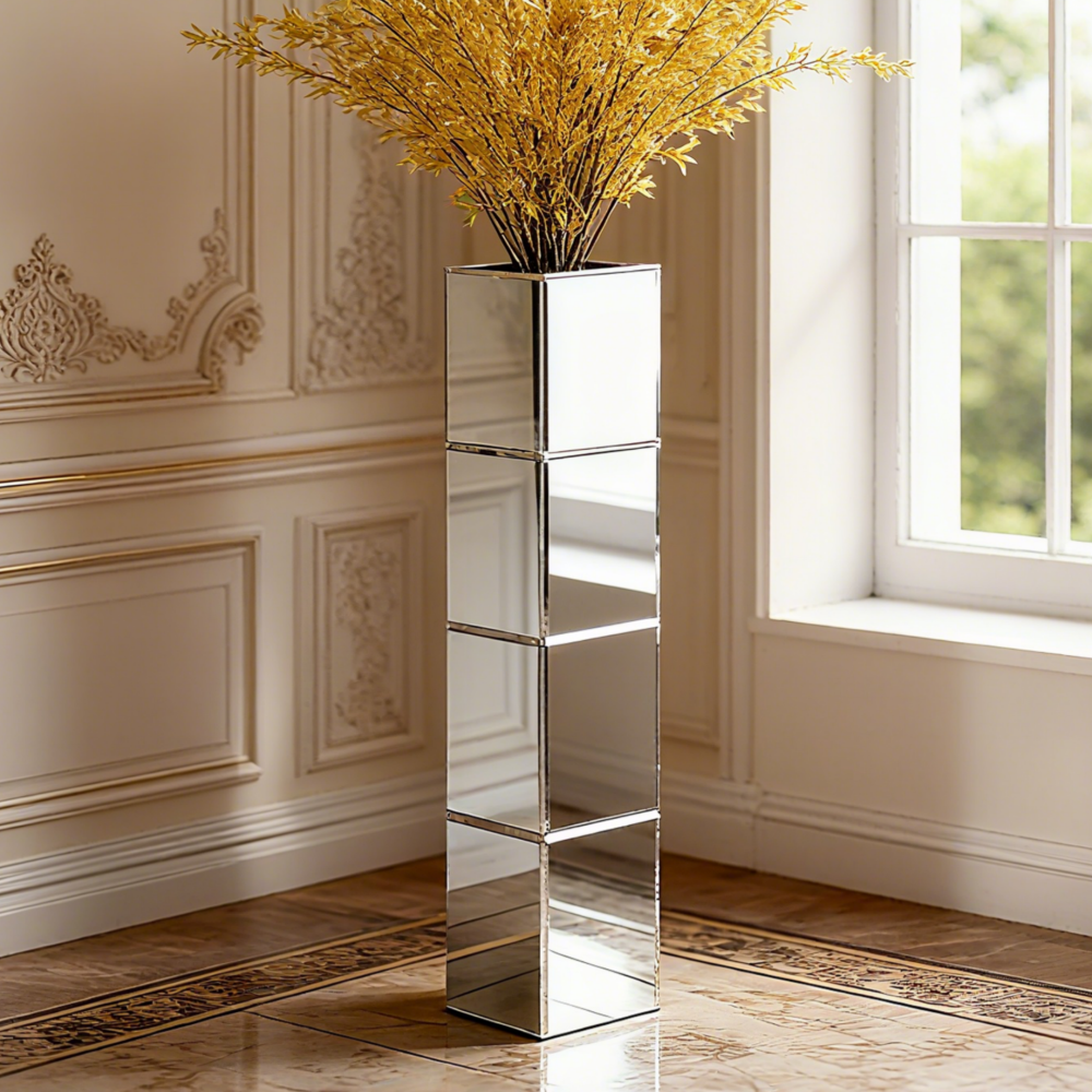 SHYFOY Handmade Glass Tall Floor Vase Fake Flower Vase