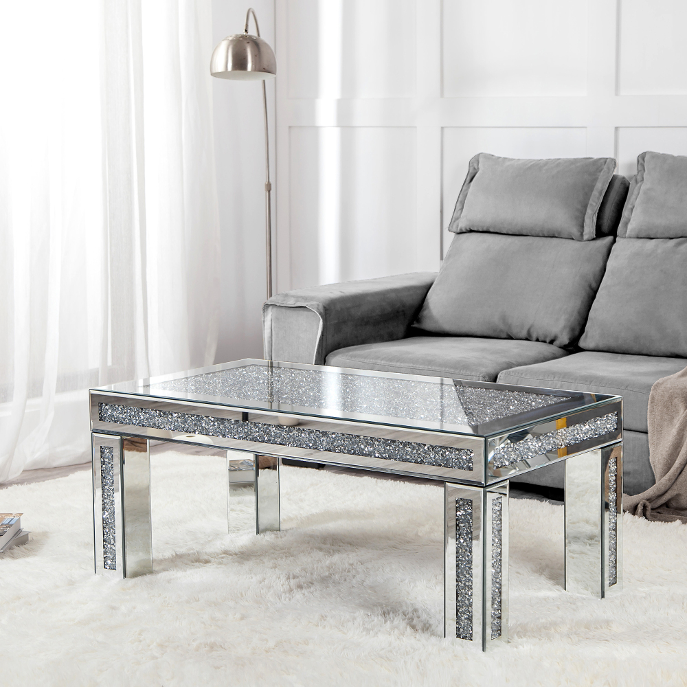 SHYFOY Mirrored Crushed Diamond Coffee Table
