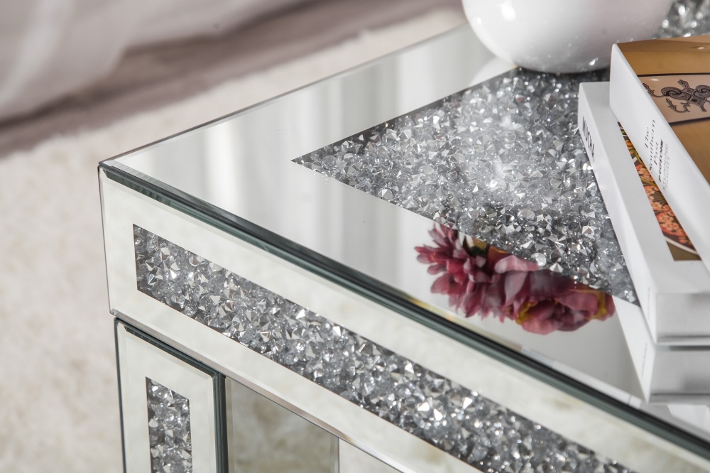 SHYFOY Mirrored Crushed Diamond Coffee Table