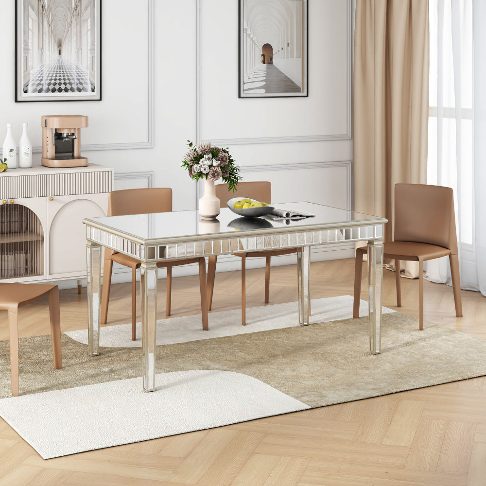 Glam Mirror Wood Rectangular Dining Table / SF-DT171