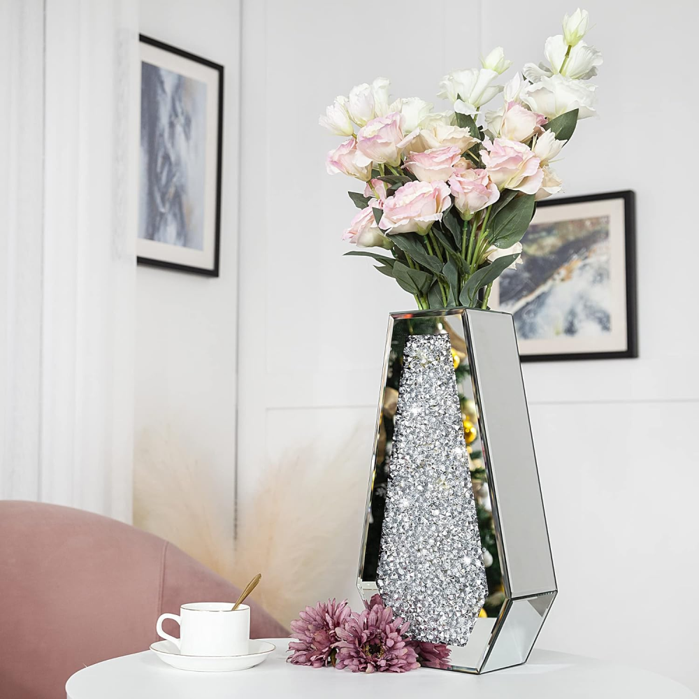 SHYFOY Silver 14.96'' Indoor / Outdoor Glass Table Vase / SF-MP044
