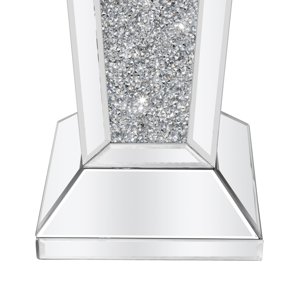 Tall Pedestal Mirrored Glass Top End Table