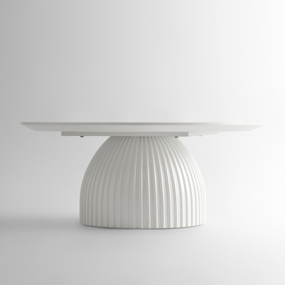 Modern Round Coffee Table, 35.4 inch White Drum Design, Contemporary Minimalist Living Room Table