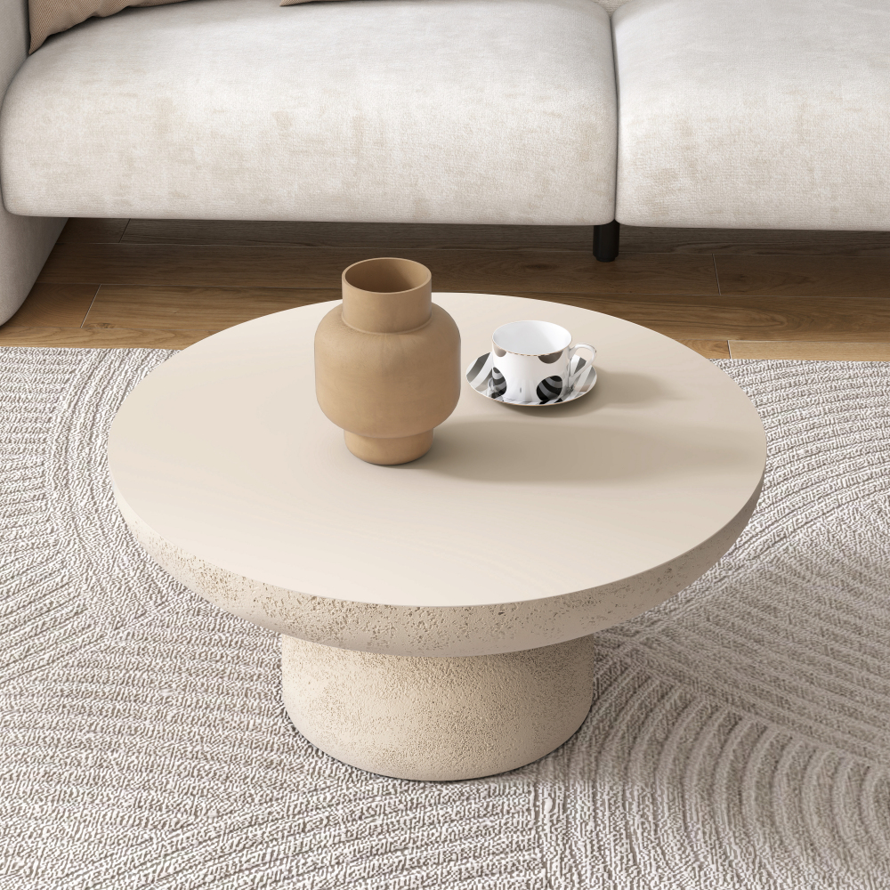 Travertine Round Coffee Tables Accent Center Table